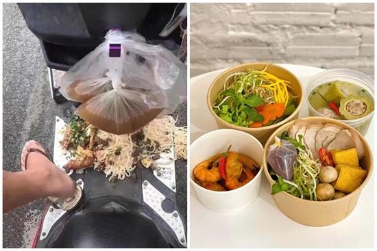 Đóng gói bún bò quá nguy hiểm: Khách chưa kịp mang về đã 'toang'