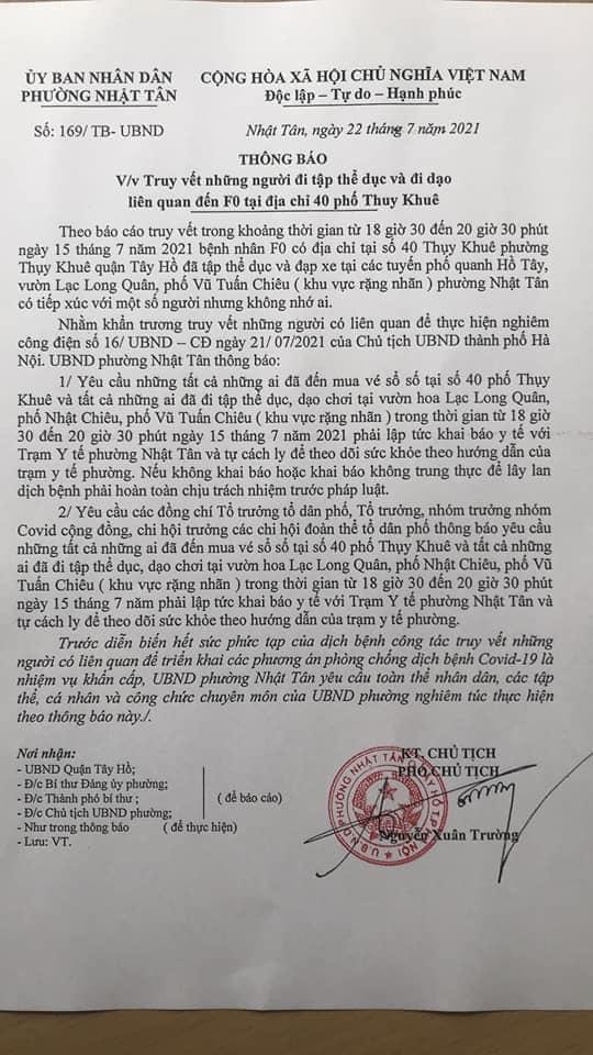 Truy vết người tập thể dục, đạp xe quanh Hồ Tây liên quan ca COVID-19-1