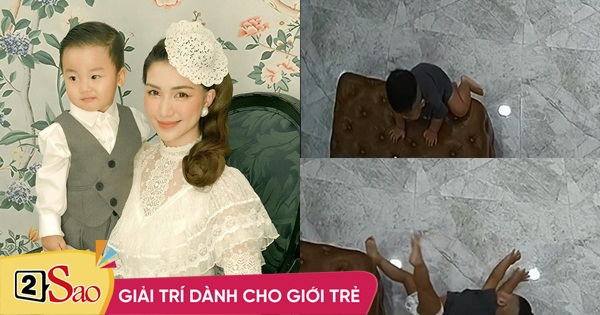 Thót tim nhìn con trai Hòa Minzy ngã ngửa từ trên cao