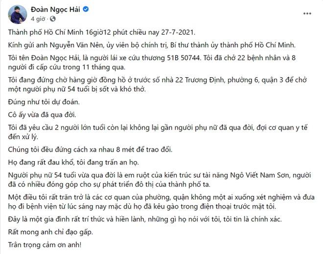 Quận 3 nói gì về ca tử vong ông Đoàn Ngọc Hải nhắc trên Facebook?-1