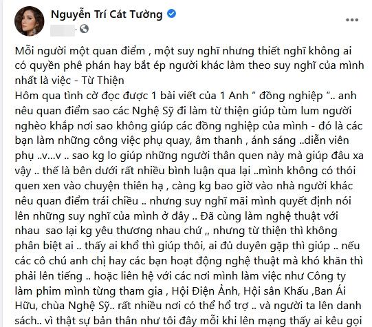 Cát Tường nói về nghệ sĩ cứu thiên hạ, bỏ đồng nghiệp nghèo-1