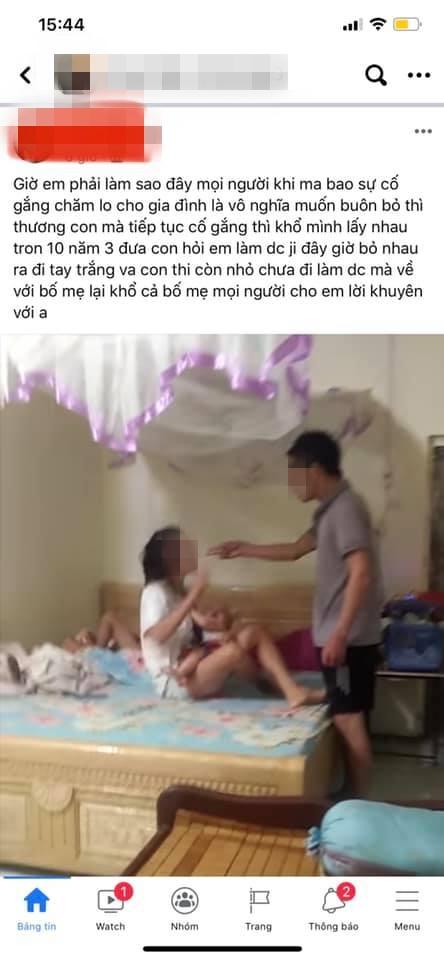 Clip: Chồng lao vào tát vợ tới tấp, mặc con nhỏ khóc ngằn ngặt-1
