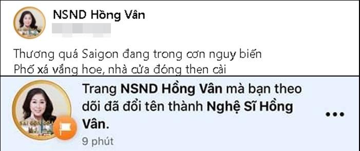 Hồng Vân gỡ danh hiệu NSND khỏi fanpage khiến dân mạng phản ứng mạnh