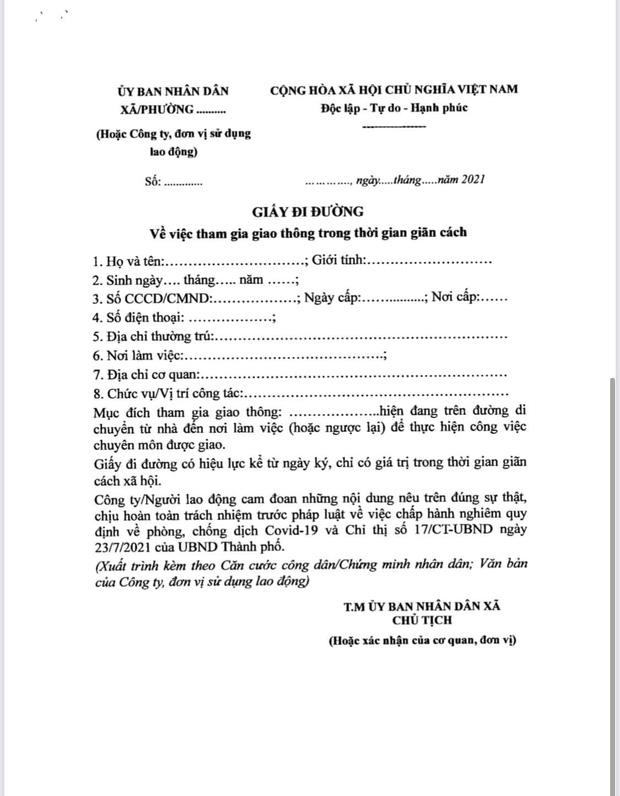Hà Nội ban hành mẫu giấy đi đường dùng trong thời gian giãn cách toàn xã hội-1