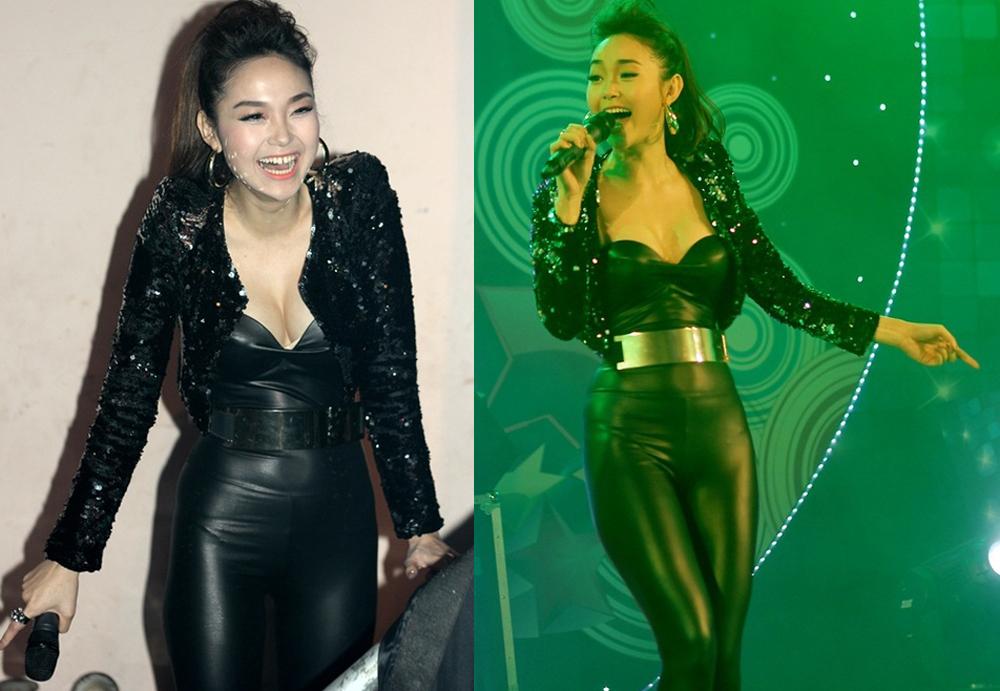 Cô nhiều lần để lộ đùi to, bụng ngấn mỡ khi trình diễn trên sân khấu vì chọn sai đồ biểu diễn.