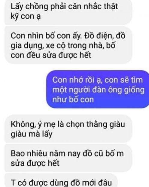 Mẹ dạy con gái chọn chồng đừng như bố, câu chốt hạ cười ná thở-1