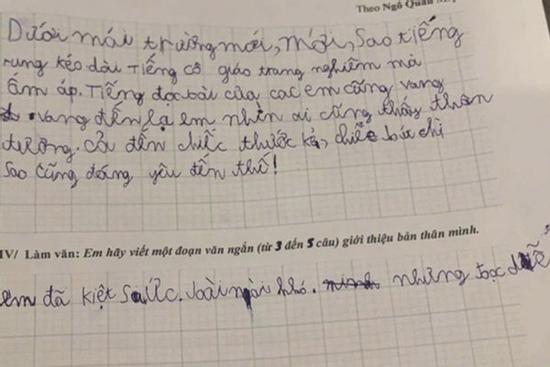 Yêu cầu tả bản thân, nhóc tiểu học dùng 4 từ mà giáo viên khóc thét