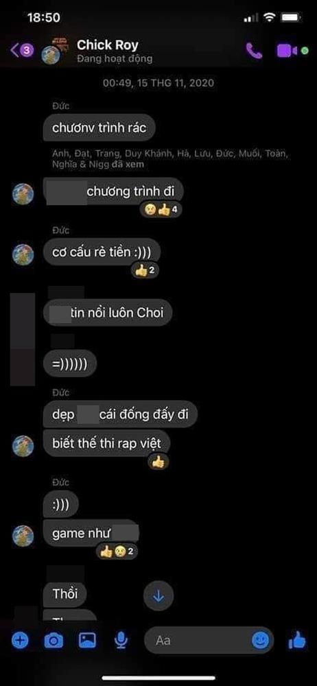 Đoạn tin nhắn nghi vấn RichChoi gọi King Of Rap là chương trình rác, biết thế thi Rap Việt?-1