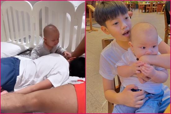 Tan chảy khoảnh khắc Subeo chơi với 2 con riêng của Hà Hồ - Kim Lý