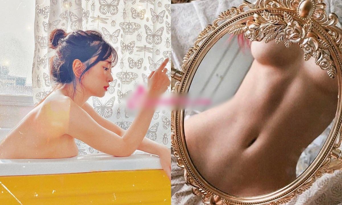 Cô không ngại ngần chụp ảnh bán nude nhức mắt.