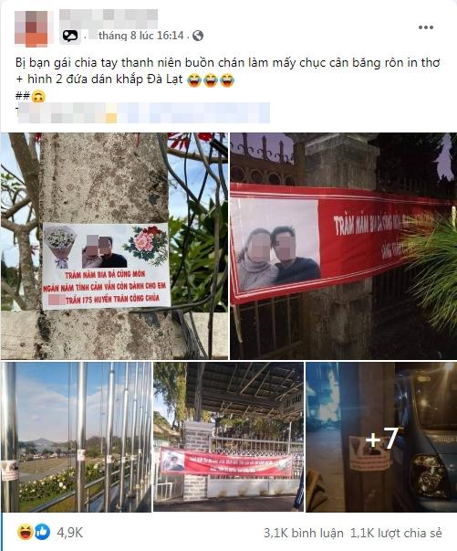 Thanh niên thất tình dán ảnh, in thơ dán khắp gốc cây - cột điện Đà Lạt-1