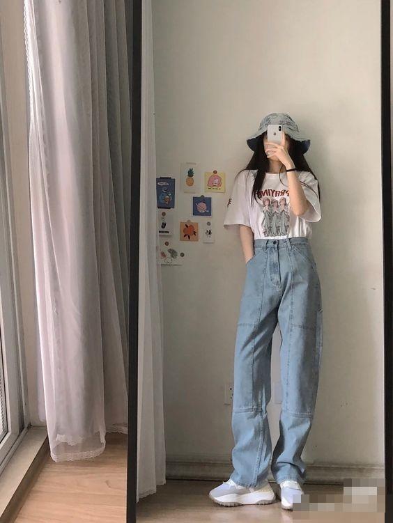 Muôn kiểu mix đồ với quần jeans ống rộng chuẩn style gái Hàn-7