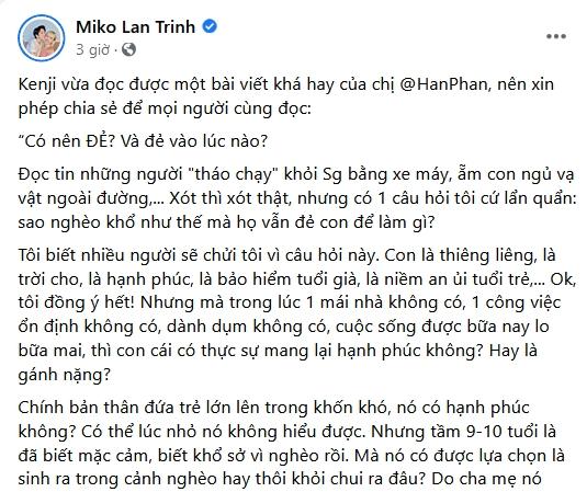 Tình chuyển giới của Miko Lan Trinh bị ném đá bài đăng sinh sản-1