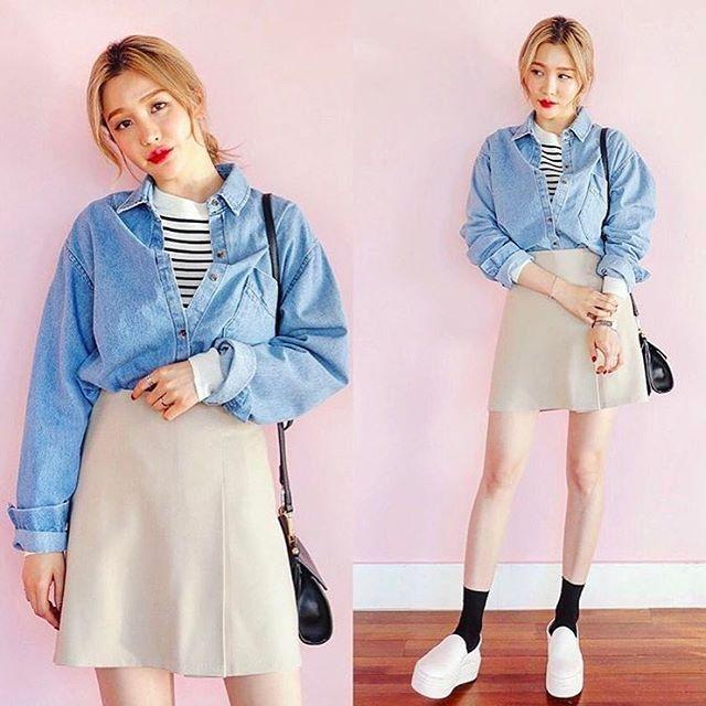 Bí kíp mix đồ với chân váy xòe ngắn giúp nàng nấm lùn ăn gian chiều cao-7