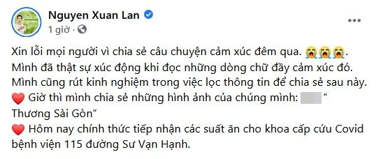 Xuân Lan xin lỗi vì đăng tin bác sĩ rút ống thở của mẹ nhường sản phụ