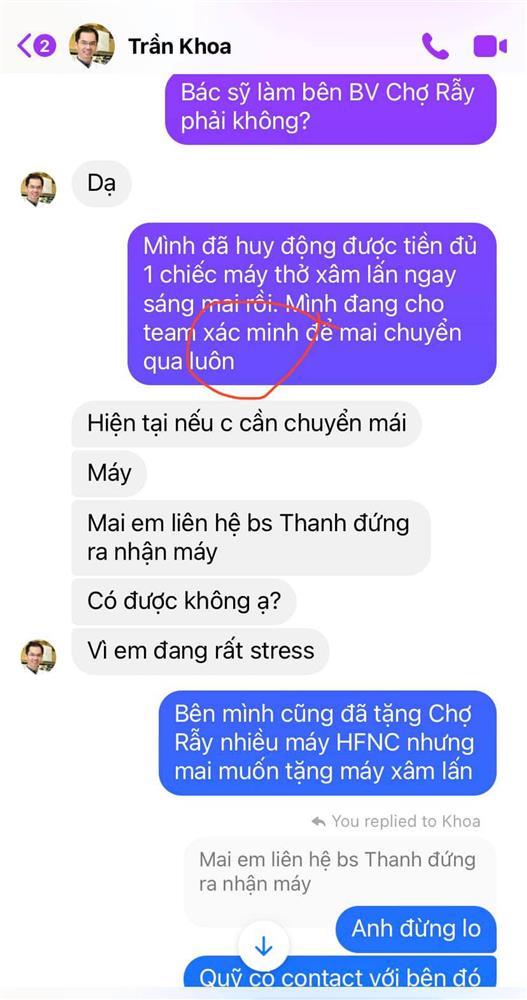 Chủ tịch Jang Kều tung đoạn chat với bác sĩ Khoa nhường máy thở-3