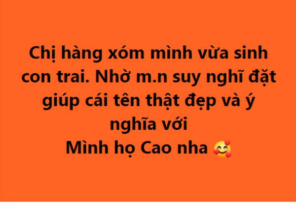 Trai họ Cao xin tư vấn đặt tên cho con chị hàng xóm, kết đắng ngắt-1