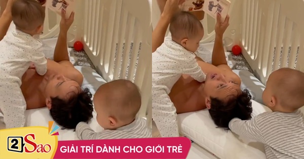 Cưng xỉu khoảnh khắc Leon giật tóc Kim Lý rồi cười cà chớn