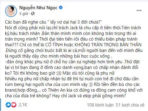 Hoa khôi Nguyễn Như Ngọc bênh Jack: Chọn nhầm vợ dại, hại 3 đời-2