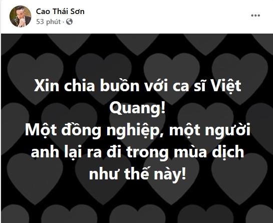 Sao Việt bàng hoàng khi ca sĩ Việt Quang qua đời