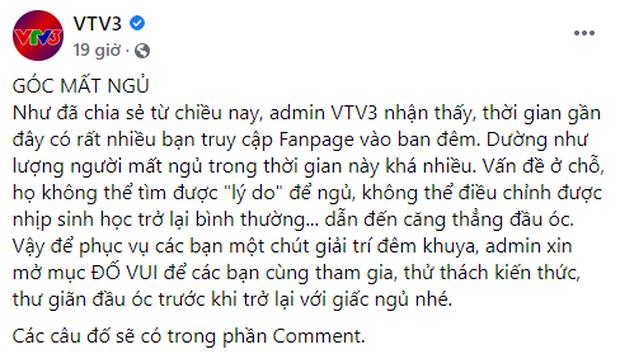 Fanpage VTV3 đố vui giữa đêm, đọc câu hỏi tức anh ách-1