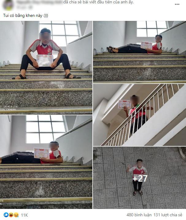 Lần đầu nhận giấy khen, nam sinh hành động khiến cô giáo thót tim-4