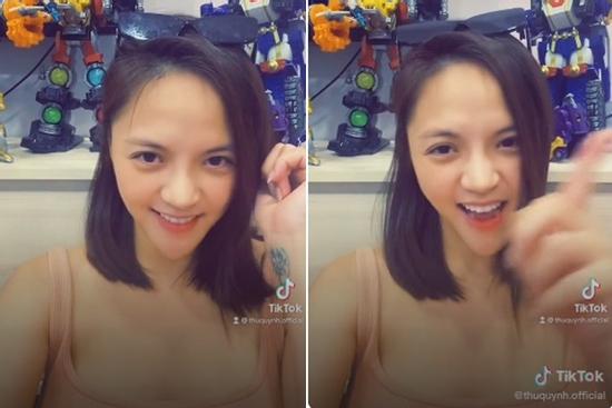 Thu Quỳnh xuất hiện với chiếc cằm 'xuyên thủng vạn vật'
