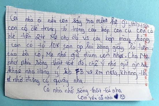 Lo mắc Covid-19, cô nhóc siêu hài viết thư lộ nơi giấu tiền riêng