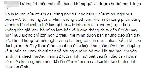 Bố bị bệnh chẳng biếu nổi 1 xu, em gái nói 1 câu anh bẽ bàng-1