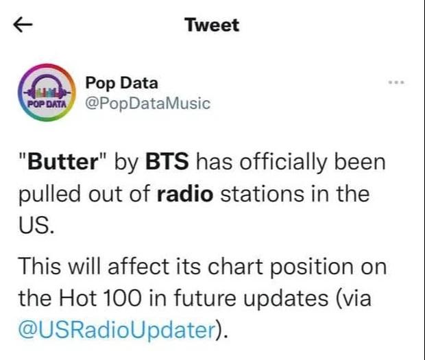 Butter của BTS chính thức bị gỡ ra khỏi tất cả đài phát thanh của Mỹ?-1