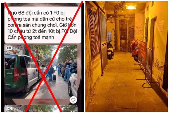 Thông tin 'trẻ con ra sân chung chơi, 10 cháu bé F0 ở ngõ 68 Đội Cấn' sai sự thật