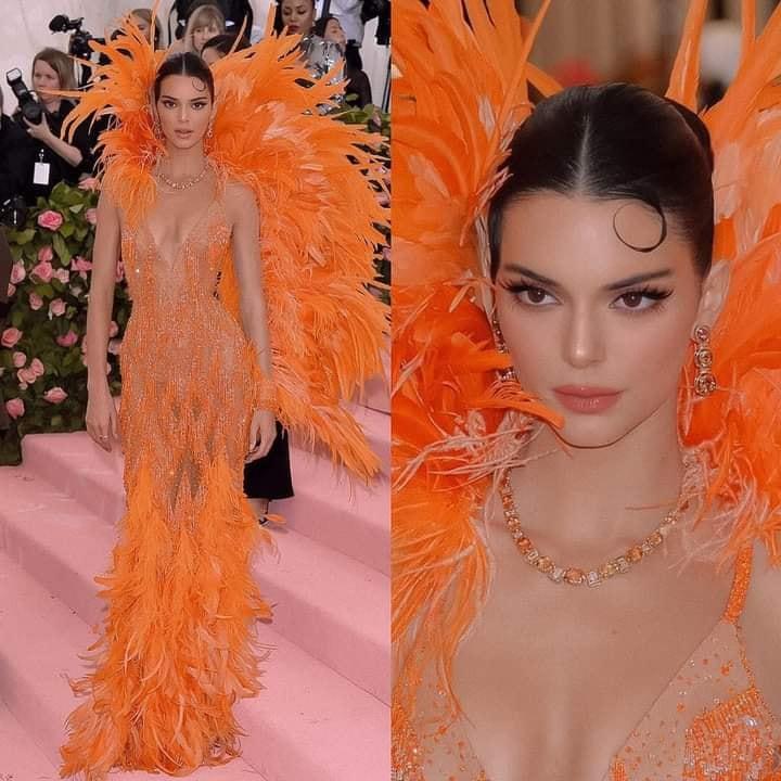 Kendall Jenner chiếm spotlight tại thảm đỏ Met Gala 2019 với bộ cánh không thể nổi bật hơn. Thiết kế đính lông cầu kì, ôm sát tôn trọn vóc dáng hình thể siêu mẫu của cô.