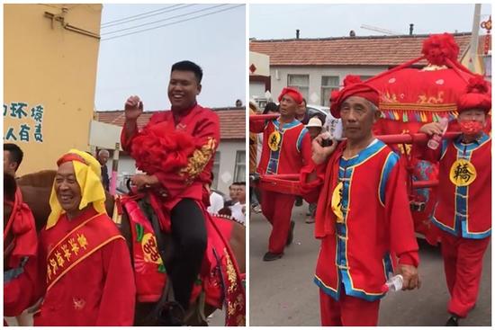 Chú rể cưỡi ngựa và rước dâu bằng kiệu hoa hệt phim cổ trang