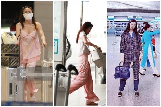Mặc đồ ngủ ra sân bay, mỹ nhân Việt luộm thuộm như 'mẹ bổi'