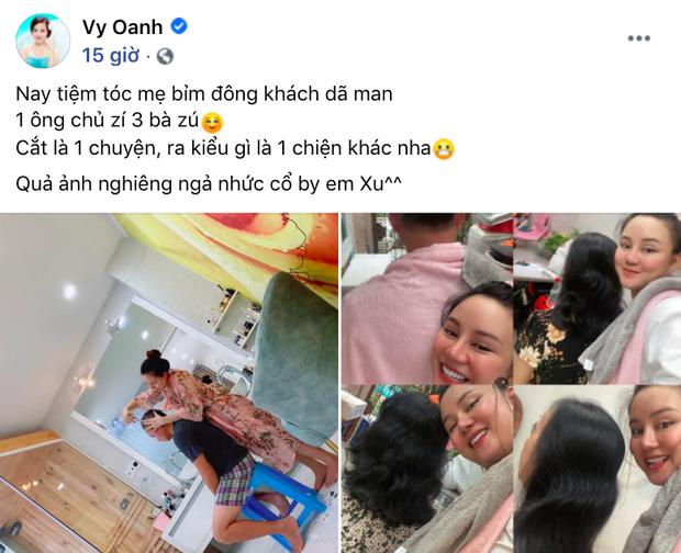 Vy Oanh lộ diện sau sinh, tự tay cắt tóc cho chồng đại gia và 3 giúp việc-1