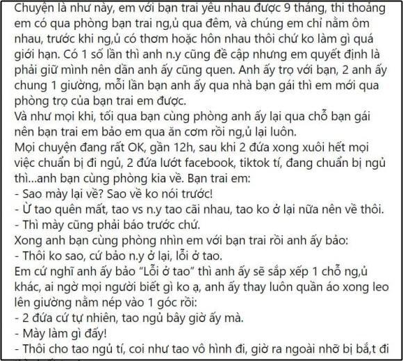 Đến nhà người yêu ngủ, cô gái chê bạn cùng phòng của bồ vô duyên-1