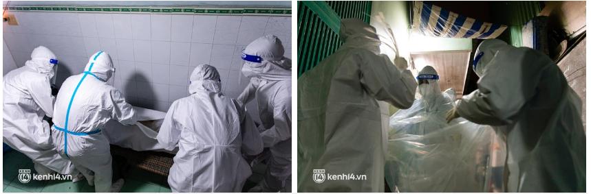 Các bước thực hiện mai táng được nhóm làm rất cẩn thận và chu đáo. Mỗi người một việc, cứ thế họ lặng lẽ làm