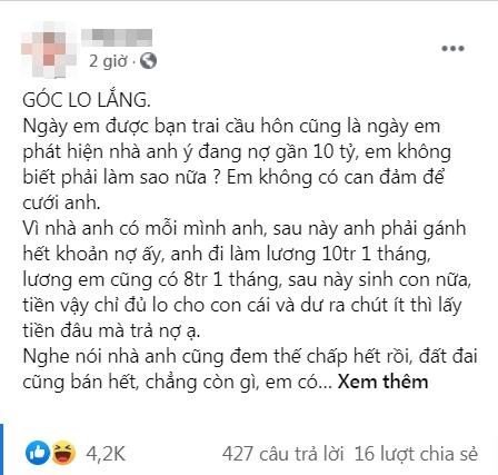 Định cưới mới biết nhà trai nợ 10 tỷ, cô gái phân vân yêu hay bỏ-1