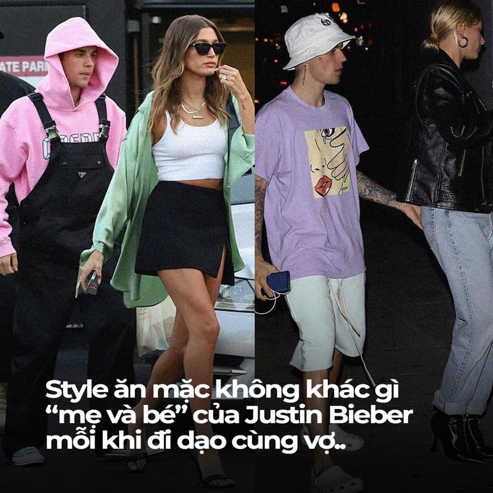 Justin Bieber ăn mặc trẩu tre như mẹ và bé khi sánh đôi cùng vợ-2