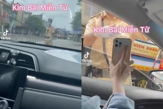 Cô gái khoe 'kim bài miễn tử', dễ dàng qua chốt cảnh sát