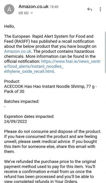 Ireland thu hồi lô mì Hảo Hảo vì chứa chất có thể gây ung thư-4