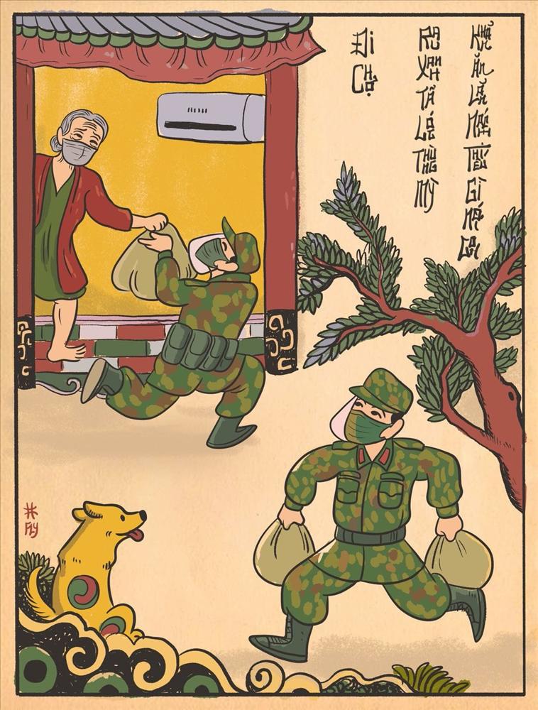 Đáng yêu không ngờ loạt tranh chú bộ đội làm nhiệm vụ mùa dịch-8