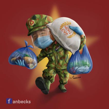 Đáng yêu không ngờ loạt tranh chú bộ đội làm nhiệm vụ mùa dịch-4