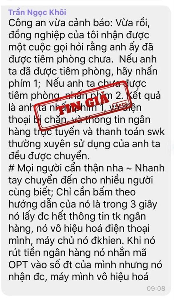 Hỏi tiêm phòng chưa, nhấn phím 1 là tin giả-1