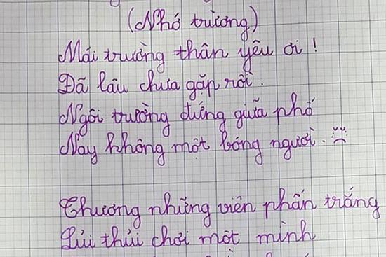 Nhóc lớp 4 làm thơ nhớ trường, tiêu đề khiến phụ huynh bật ngửa
