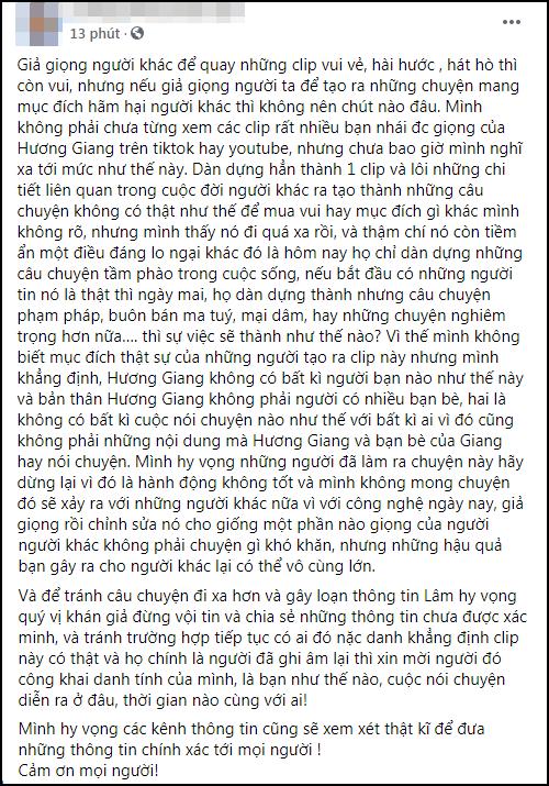 Làm rõ tin đồn Hương Giang lộ clip cười cợt chuyện trên giường-3