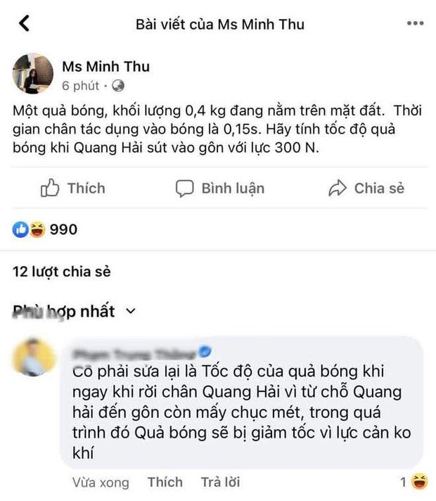 Ra đề Lý ăn theo bàn thắng Quang Hải, Minh Thu bị bóc sai kiến thức-1