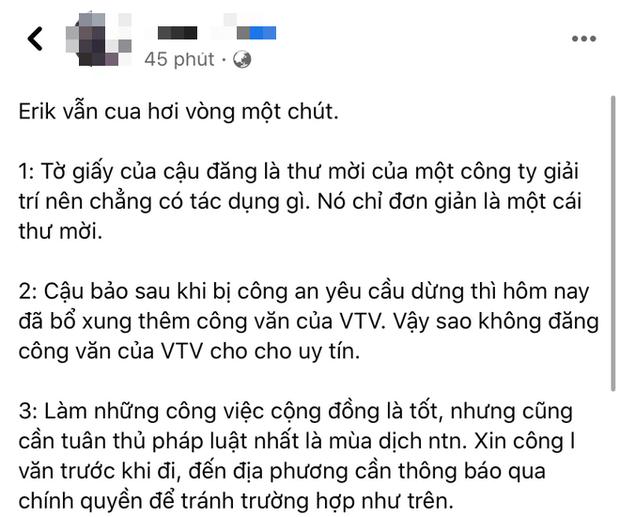 Bài đăng của Erik về việc đi thu âm bị chỉ ra điểm không hợp lý-1