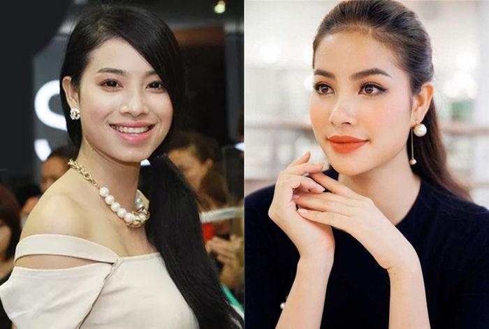 Lông mày cũ của Phạm Hương khá ngắn và cụt. Sau khi tô vẽ thêm phần đầu và kéo dài phần đuôi lông mày, ta có ngay một phiên bản tốt hơn của Hoa hậu Hoàn vũ Việt Nam 2015 ngay lập tức.