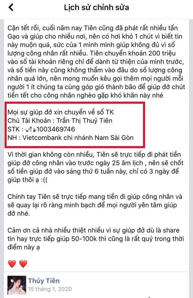 Thực hư Thủy Tiên dùng 3 số tài khoản nhưng chỉ sao kê 1-3